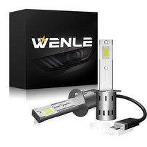 WENLE H7 LED 헤드라이트 전구 22000LM 슈퍼 브라이트 6500K 쿨 화이트 1:1 미니 사이즈 플러그 앤 플레이 올인원 하이/로우 빔 할로겐 교체품 2개 팩, H1 LED Bulbs