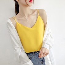 브이넥 쉬폰 나시 여 여름 코디 슬림핏 민소매 탑