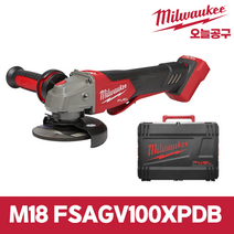 밀워키 18V FUEL 앵글 그라인더2 패들 스위치 100mm 베어툴 속도조절 브레이킹 M18 FSAGV100XPDB-0X0, 1개