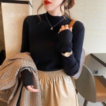일월전빵 가을겨울 반목 폴라 터틀넥 긴팔 티셔츠 B-C011