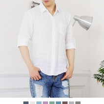 썸머 린넨 라이크 롤업 셔츠 남방