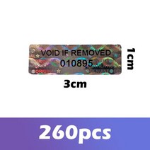 A4 용지홀로그램 스티커 보안 씰 독특한 일련 번호가있는 tamper proof labels 안전 보증 스티커 void seal 1x3 cm silver, 260개