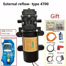 엔진양수기 농업 전기 워터 펌프 Dc 12 v 70psi 3.5l/분 내구성 강한 검정색 마이크로 고압 다이어프램, 06 4700External reflow_01 12v