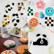 펀치니들 자수 DIY 티코스터 컵받침 만들기 키트, 감, 1개