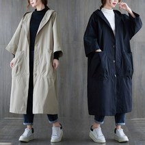 여성 트렌치코트 바람막이 후드 여자 코트 가을 겨울 간절기코디 캐주얼룩