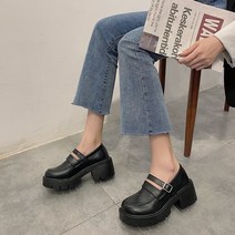 둥근코 메리제인 통굽 오버솔 로퍼 1color (7cm)