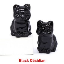 미니 불상 귀여운 고양이 인형 천연석 및 크리스탈 손으로 조각한 레이키 보석 홈 도매, 11.Black Obsidian - 10 pcs