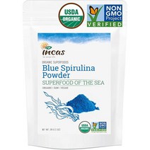 미국직구 잉카스 USDA 자연유래 블루 스피루리나 파우더 1온스 28그램 퓨어 피코시안 블루- 슈퍼푸드 자연유래 스피루리나 파우더 100% 자연유래 식품 컬러 1.4배 더 강렬한 블루 컬러 블루 마직, 수량, 상세참조