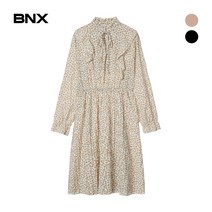 [BNX] 러플 장식 프린팅 원피스