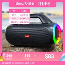 휴대용 미니 무선 블루투스 스피커 MIFA-와일드박스 60W 5.3 BassUp 기술 I, [01] black style
