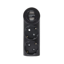 한샘 USB 2포트 2구 일자 어댑터 블랙 DUM 2011, 1개