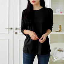 [오버나인] 여성 마블 라운드 소프트 터치 무지 티셔츠