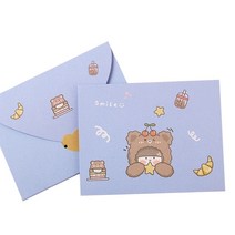 호환 악세서리 귀여운 감사 카드 봉투 인사말 동물 만화 편지 필기 종이 초대장 생일 소원 엽서, 08 02