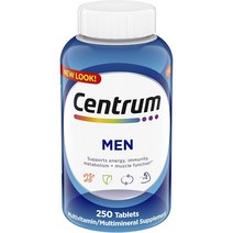 남성용 Centrum 종합 비타민 비타민 D3 비타민 B 및 산화 방지제가 함유된 종합 비타민/종합 미네랄 보충제 글루텐 프리 비 GMO 성분 - 250개수, 250정/병, 신제품
