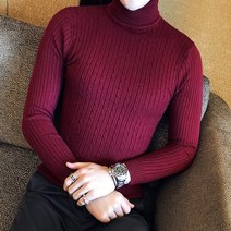 2021 한국어 슬림 솔리드 컬러 터틀넥 스웨터 남성 겨울 긴 소매 따뜻한 니트 스웨터 클래식 솔리드 캐주얼 바닥 셔츠