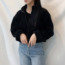 VANANA2 자체제작 여성 보아 양털 후리스 크롭 자켓 집업