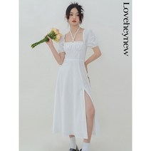 동남아원피스 하와이 원피스 발리 베트남 휴양지룩 동남아 여행룩 괌 다낭 해외여행룩 여름옷 Lovely-우아하고 작은 미디 드레스 스퀘어 칼라 여성용 스타일 여름