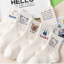 오셀픽 학생 교복 귀여운 동물 캐릭터 중목 양말