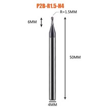 1pc 볼 노즈 엔드 밀 2 플루트 r0.5-r6.0 금속면 및 슬롯 가공용 cnc 엔드 밀링 커터 hrc50 코팅 엔드 밀, 1PC-P2B-R1.5-H4