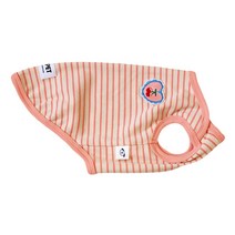 유앤펫 강아지옷 와펜 스트라이프 나시 티셔츠 실내복 중형견 대형견옷, 베이비핑크