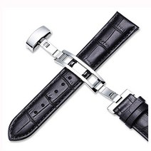 버튼형 가죽시계줄 시계밴드 가죽+스틸밴드 편한착용, 브라운_18mm