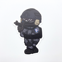 공면 본부 GMHQ 제707특수임무단 MP5 군인 빅 리무버블 스티커