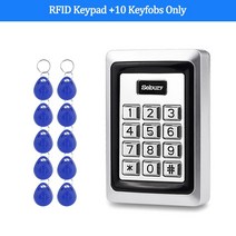 Sebury-RFID 키보드 금속 액세스 제어 키패드 방수 커버 야외 도어 오프너 전자 잠금 시스템 EM4100 Keyfob 10 피스, 03 Keypad with 10 Keys