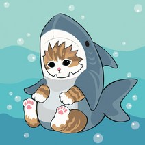 유화 diy 자체제작 고양이 시리즈 상어냥 컬러링북 명화그리기 세트, 01. 상어냥