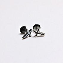 투톤 십자가 바벨 S.STEEL 피어싱 (1EA)