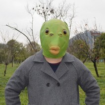 라텍스 마스크 녹색 머리 물고기 외계인 재미있는 가면, Free, 그린 멀록 가면