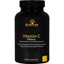 비타민 C 1000mg - 순수 고효능 비산성 비타민 C - 로즈힙 함유 포도씨 추출물, 1개