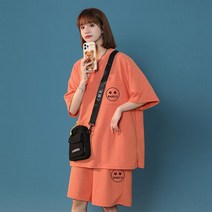 여름루즈핏티셔츠 23 5부 소매 와플 와이드 캐주얼 룩 오부바지 A150TZ22042 P60 4993375612