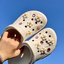 [주디스트]스마일꽃 신발악세사리 스마일데이지 세트 보석 큐빅 실내화꾸미기 파츠