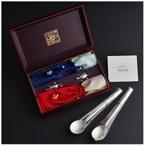 원앙 24K 금부 은수저 99% 2벌+거북받침+케이스+주머니+보자기 부부 커플 혼수 예단 신혼 명품 은수저세트 은혼식 부모님 생신 선물, 종이포장+인쇄