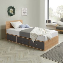 미코퍼니처 플리아 높은헤드 평상형 왕서랍 수납침대 + 본넬 매트리스, 그레이