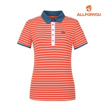 [선오픈][올포유] 여성 스트라이프 카라 반팔 티셔츠 AWTYI6107-301_G