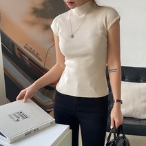 (어나더모먼트) 캡소매 반폴라 사계절니트