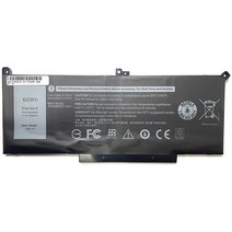 노트북 배터리 호환 notebook battery 새로운 76V 60Wh F3YGT DM3WC DELL Latitude 12 7000 7290 13 14 748, 한개옵션0