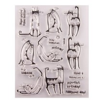 게으른 고양이 투명 클리어 실리콘 스탬프 인감 DIY 스크랩북 고무 스탬핑 색칠 엠보싱 일기 장식 재사용 가능 1 개, [01] 1 sheets, 01 1 sheets