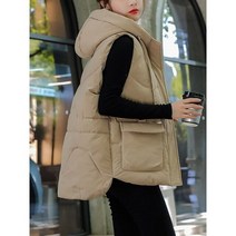 패딩 조끼 여성 후드 겨울 자켓
