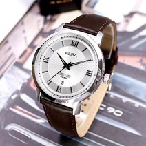 세이코 알바 클래식 무드 화이트 브라운 가죽 시계 AS9E71X1