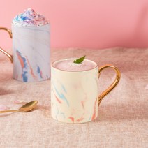 까사무띠 이태리 골드링 마블 머그컵 350ml 9color, 블랙