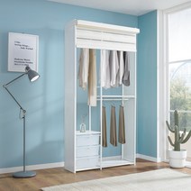 휴센 골드 1000 드레스룸 옷장 행거, 골드 1000+측판+콤비 롤스크린, 크림화이트