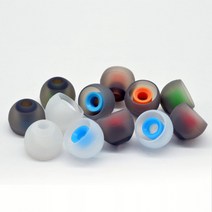 이어폰팁 고급 실리콘 이어팁, 투명-화이트 중(M)