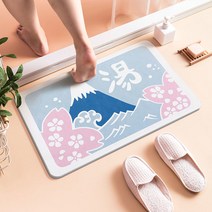 규조 진흙 욕실 매트 흡수 속건 매트 일본식, 블루 스퀘어 1 40x60cm