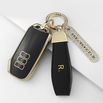 스포티지 NQ5 2021-현재 키케이스 7버튼 골드라인 메탈룩 실리콘 키홀더 키커버 풀세트 기아8, 블랙