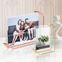 리브리움 탁상액자 가족사진 결혼 틀 제작 투명아크릴 웨딩 테이블 빈티지 프레임 labinlab*6449043PY, 로즈골드 중