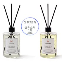네모라 디퓨저 500ml + 500ml + 섬유스틱5p 디퓨저 세트 방향제, 파인2P+섬유스틱5P