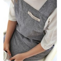 강남콩 앞치마 이지 모던 면 원피스 엑스형 짧은길이 빅사이즈 진그레이 면100%