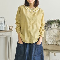 모리 레이스 카라 블라우스